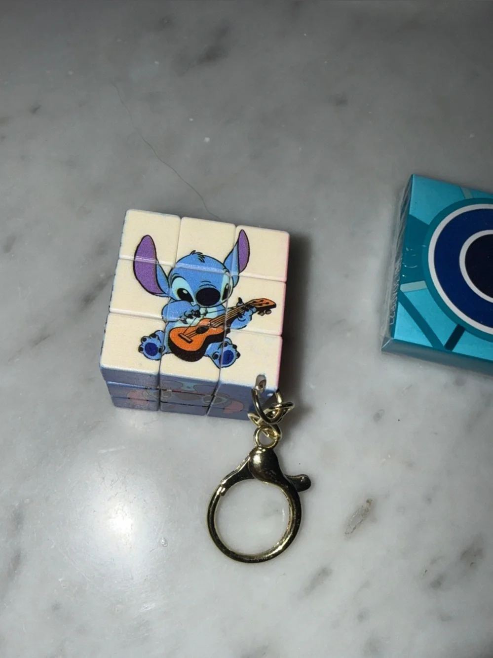 Stitch Mini Puzzle Cube Keychain - Blue & Purple